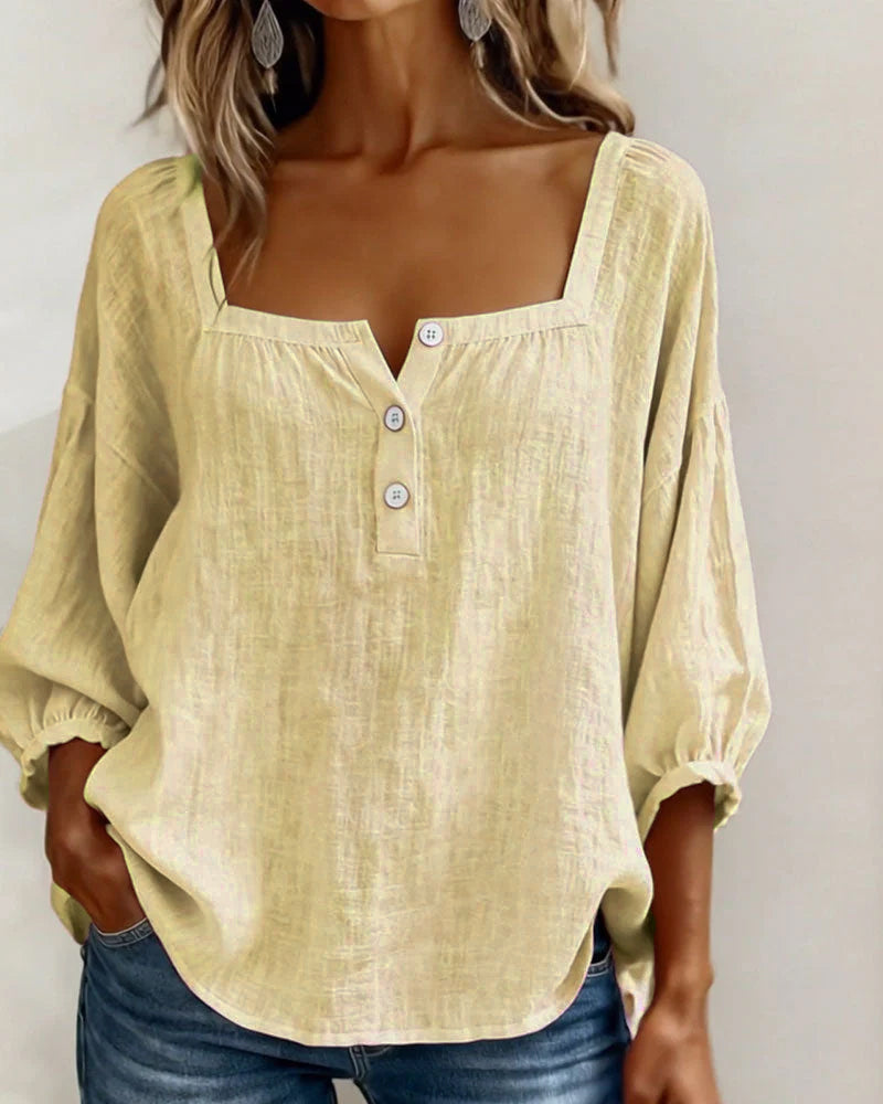 Women's Square Neck Blouse with Ruffle Sleeves - photo 15