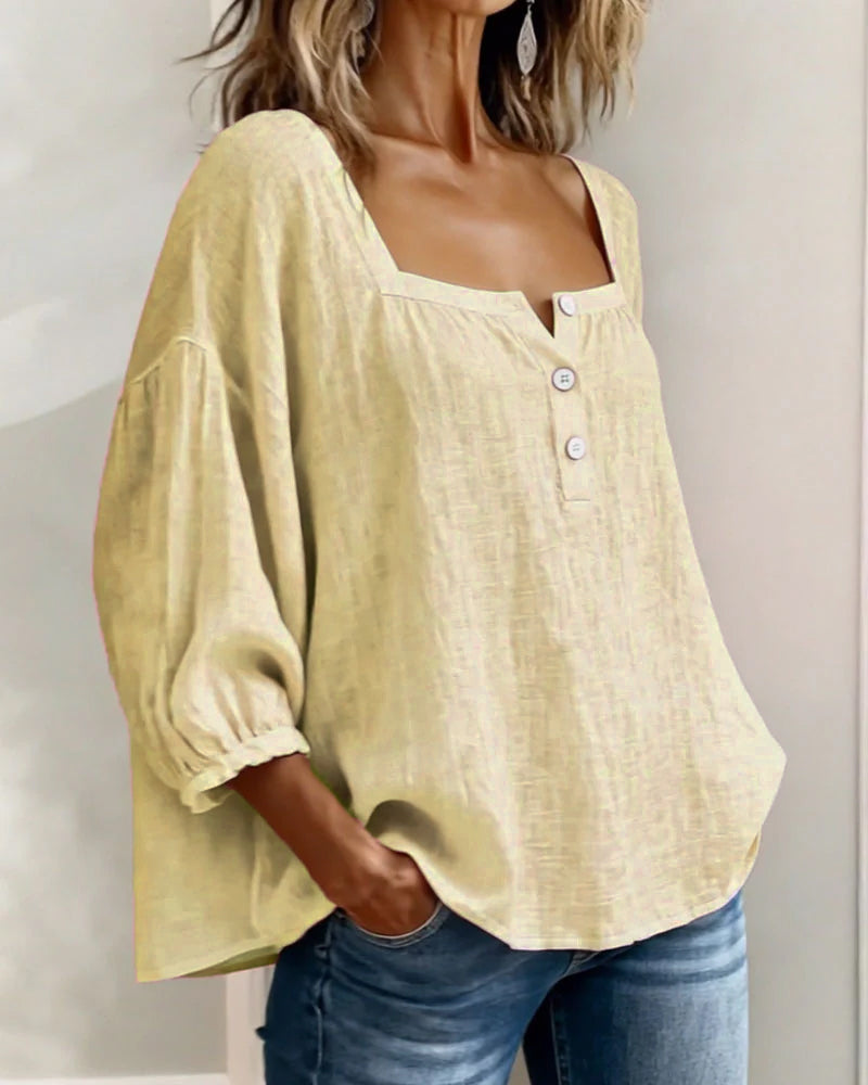 Women's Square Neck Blouse with Ruffle Sleeves - photo 16