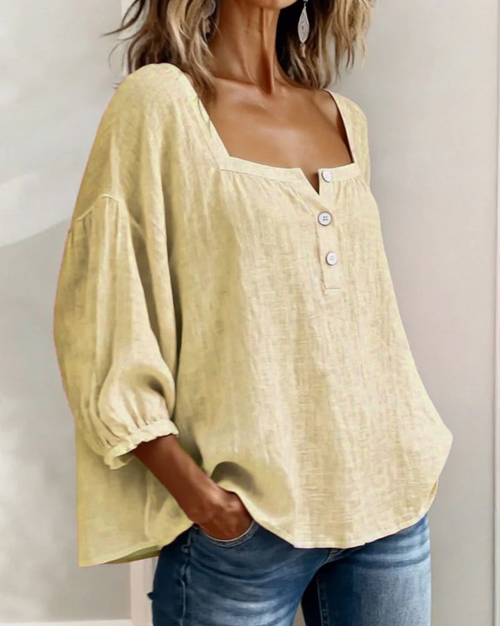 Women's Square Neck Blouse with Ruffle Sleeves - photo 16