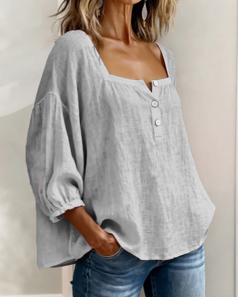Women's Square Neck Blouse with Ruffle Sleeves - photo 18