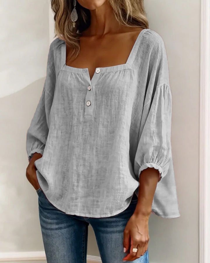 Women's Square Neck Blouse with Ruffle Sleeves - photo 19