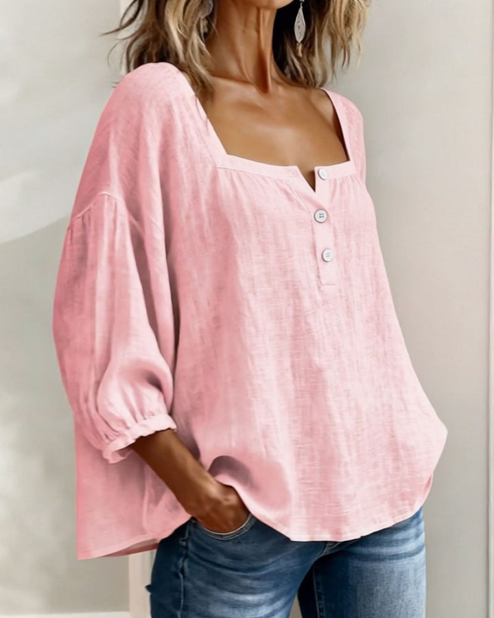 Women's Square Neck Blouse with Ruffle Sleeves - photo 2