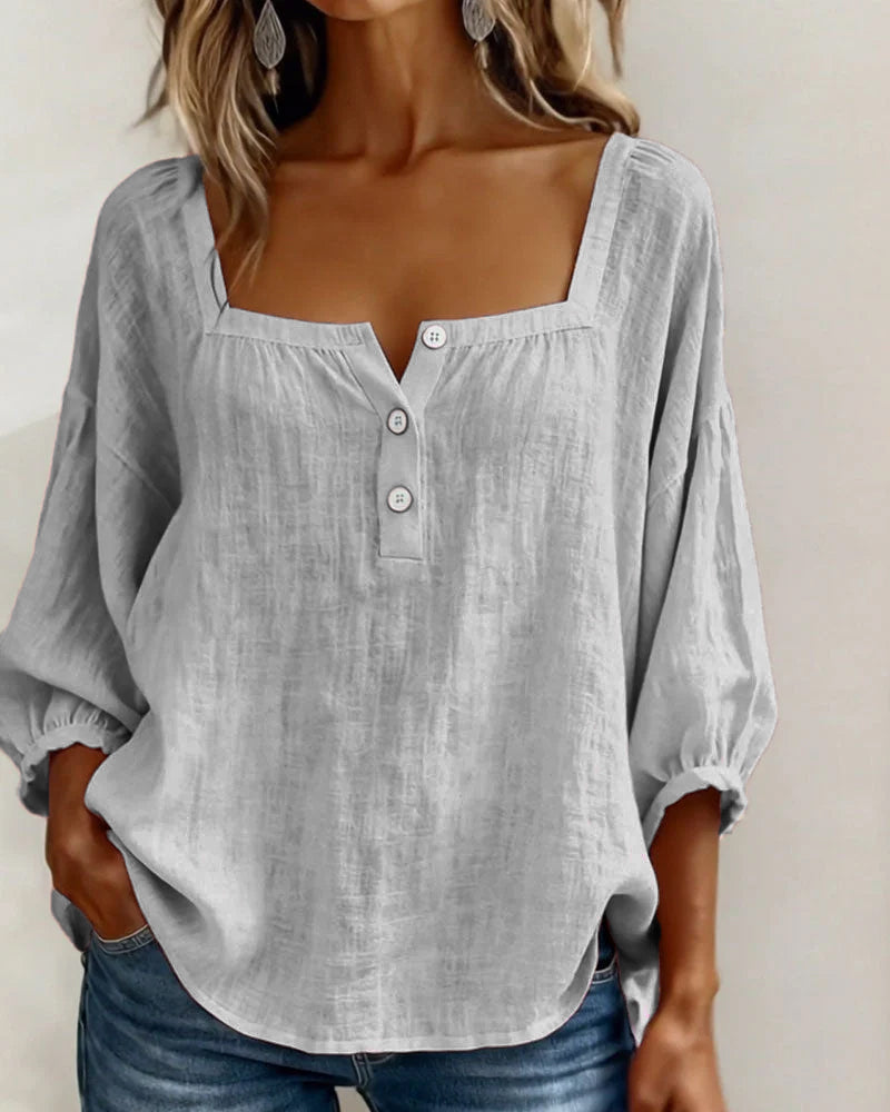 Women's Square Neck Blouse with Ruffle Sleeves - photo 20