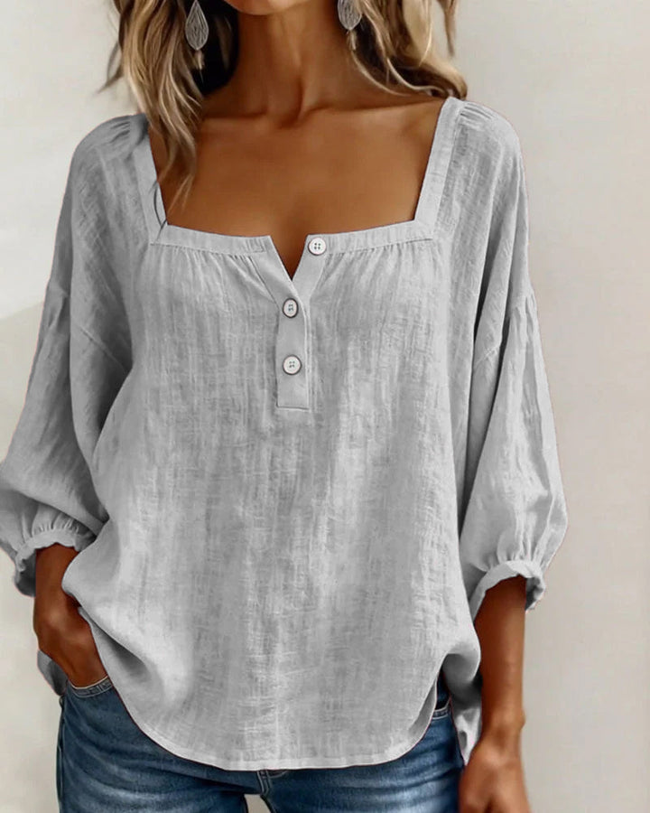 Women's Square Neck Blouse with Ruffle Sleeves - photo 20