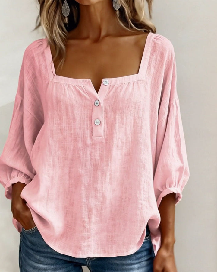 Women's Square Neck Blouse with Ruffle Sleeves - photo 3