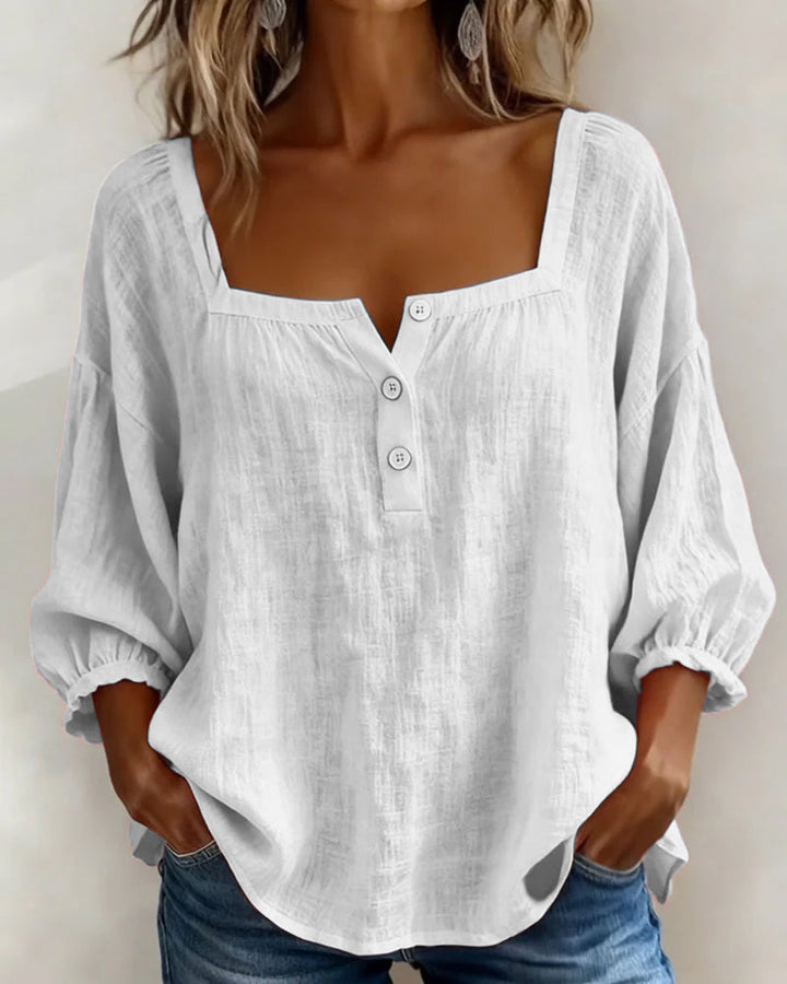 Women's Square Neck Blouse with Ruffle Sleeves - photo 5