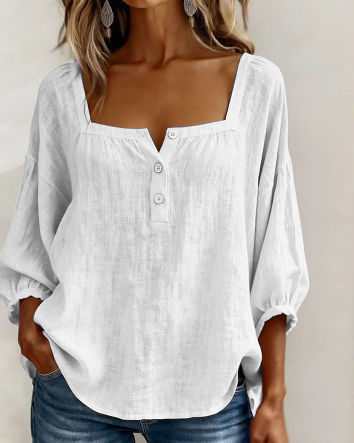 Women's Square Neck Blouse with Ruffle Sleeves - photo 6