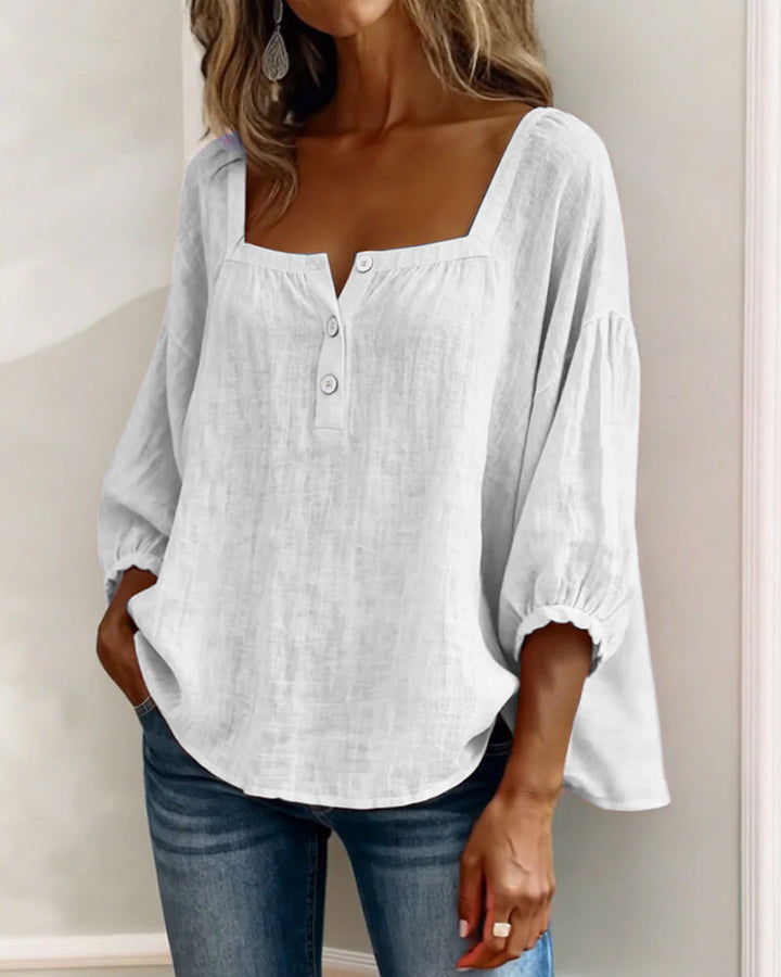 Women's Square Neck Blouse with Ruffle Sleeves - photo 7