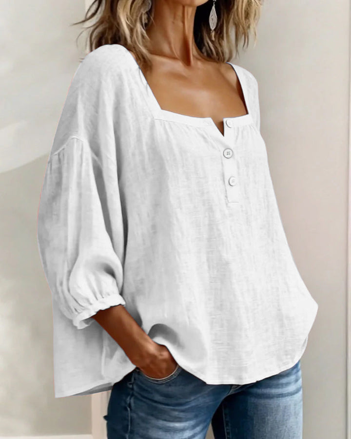 Women's Square Neck Blouse with Ruffle Sleeves - photo 8