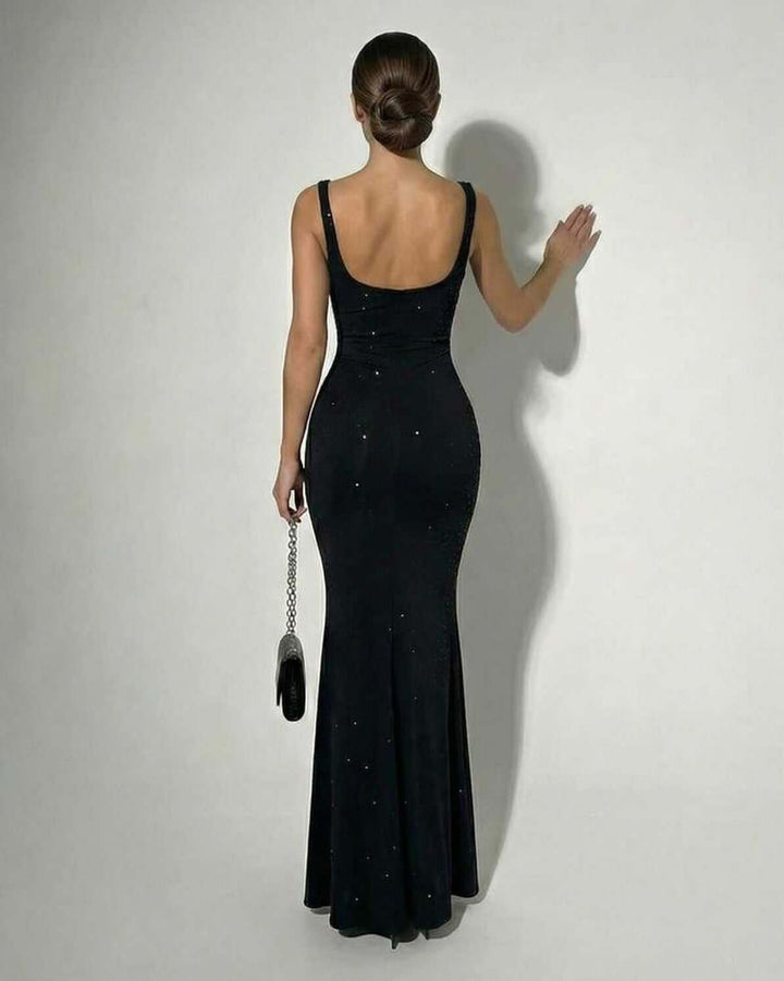 Women's Square Neck Satin Maxi Dress
