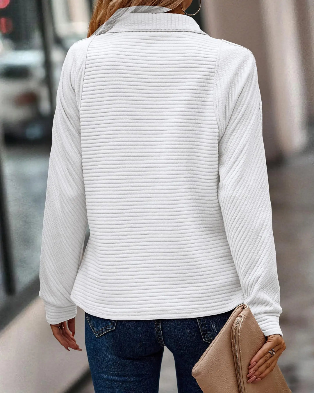 Women's Stand Collar Zip Jumper in Textured Knit - photo 5