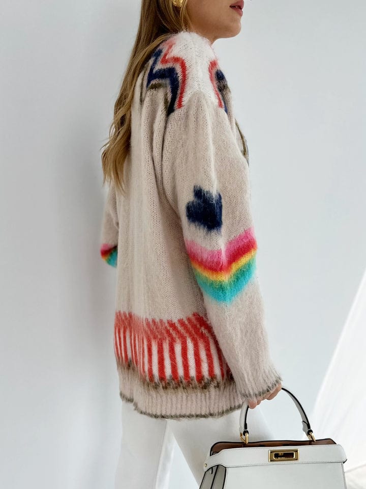 Women's Star Motif Knit Cardigan with Fringe - photo 3