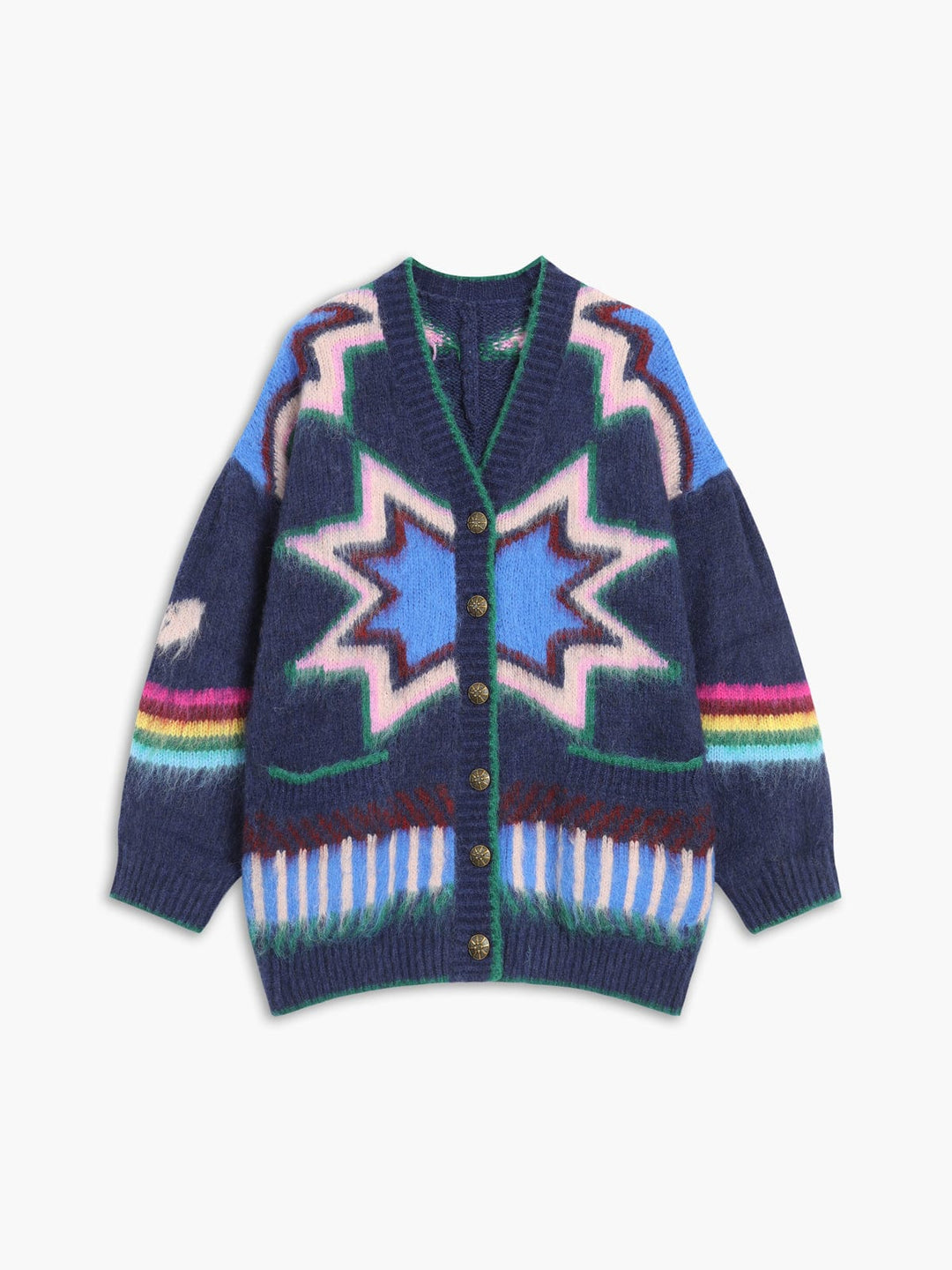 Women's Star Motif Knit Cardigan with Fringe - photo 9