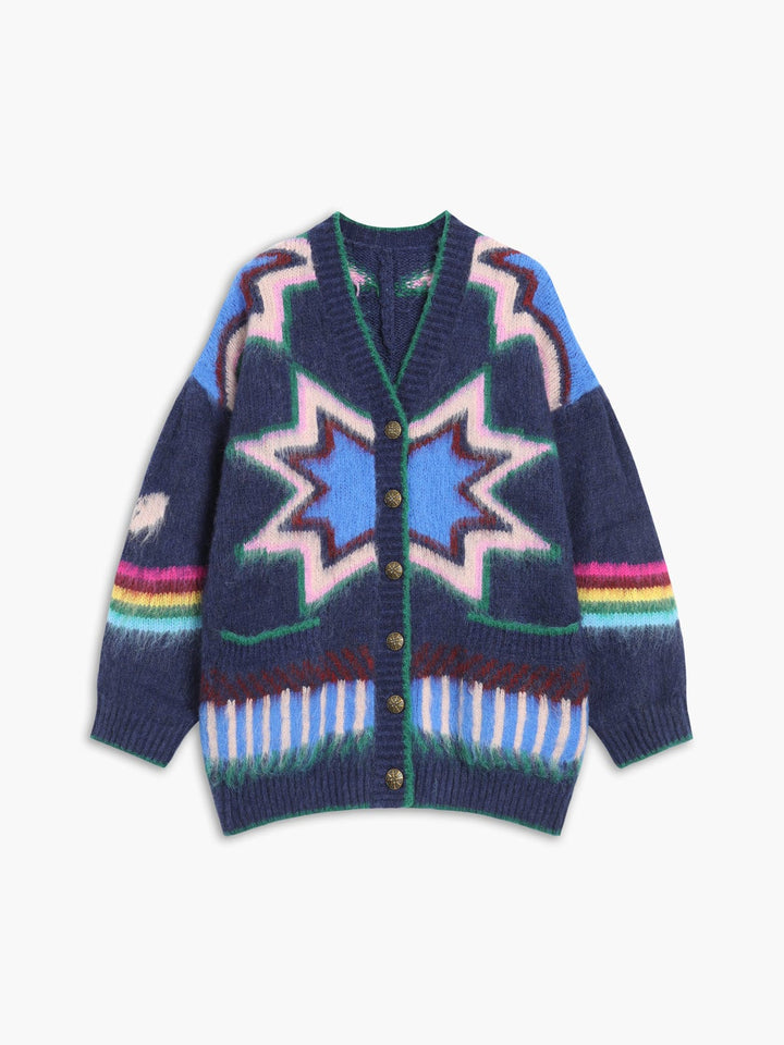 Women's Star Motif Knit Cardigan with Fringe - photo 9