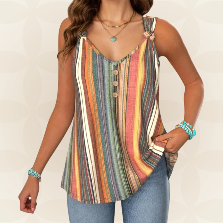 Women's Striped Cami Top with Tie Straps - photo 1