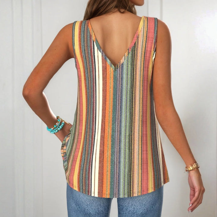 Women's Striped Cami Top with Tie Straps - photo 2