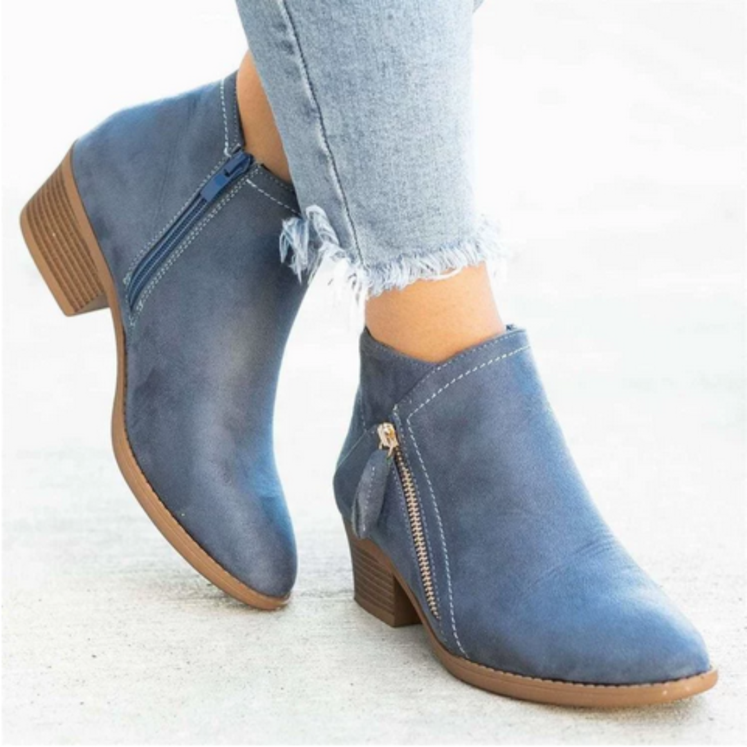 Women's Suede Ankle Boots with Side Zip - photo 1