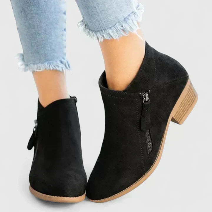 Women's Suede Ankle Boots with Side Zip - photo 10