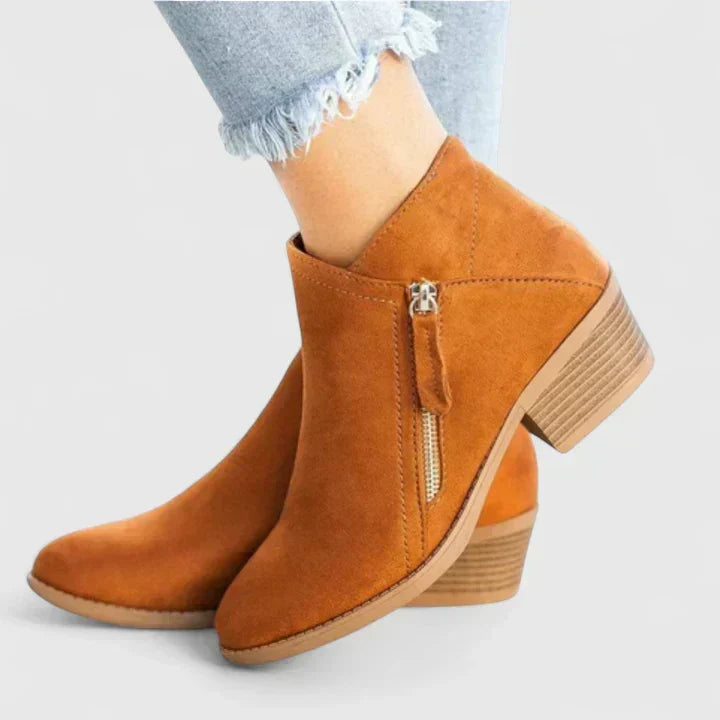 Women's Suede Ankle Boots with Side Zip - photo 11