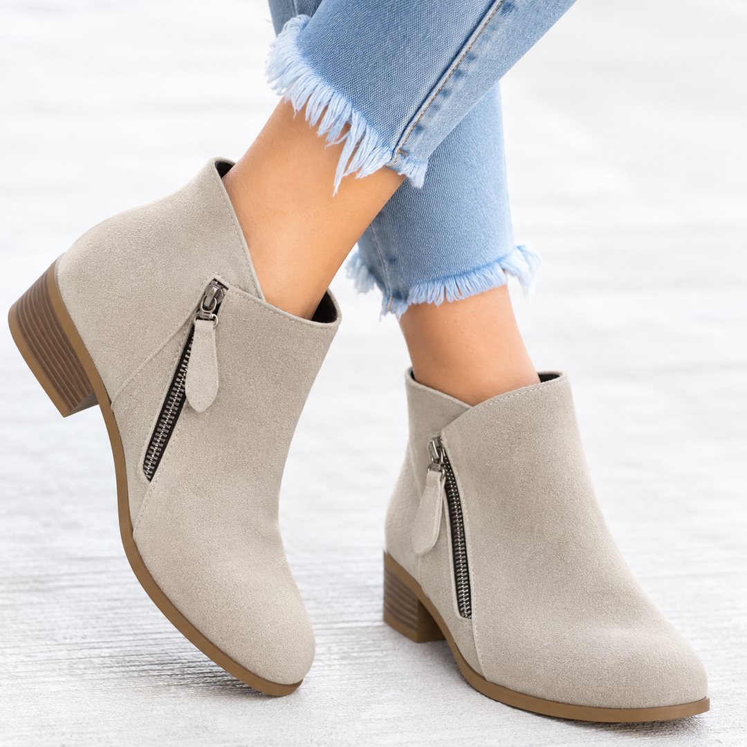 Women's Suede Ankle Boots with Side Zip - photo 12