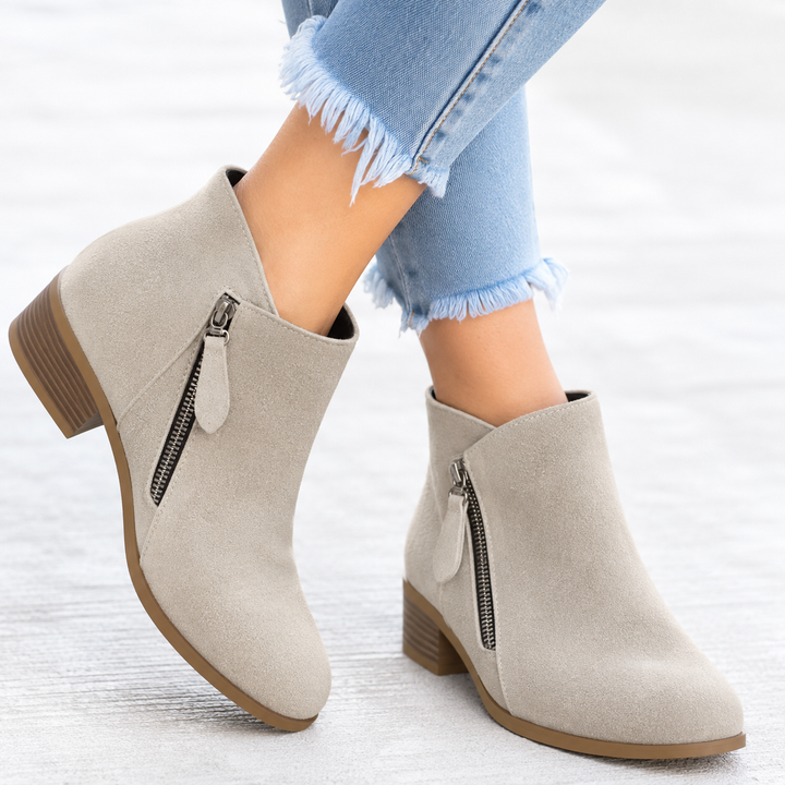 Women's Suede Ankle Boots with Side Zip - photo 12