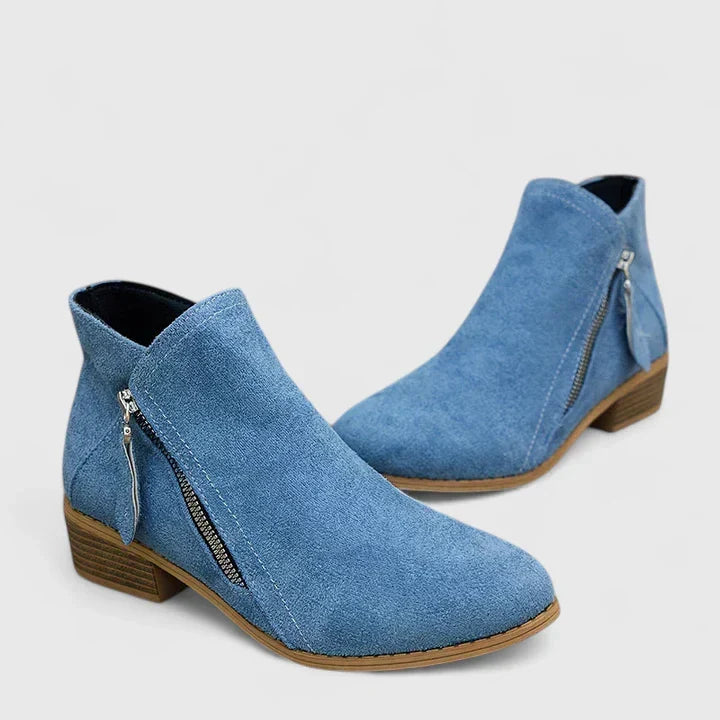 Women's Suede Ankle Boots with Side Zip - photo 2