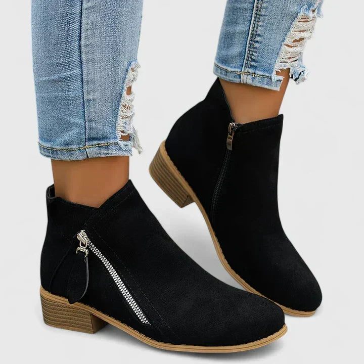 Women's Suede Ankle Boots with Side Zip - photo 4