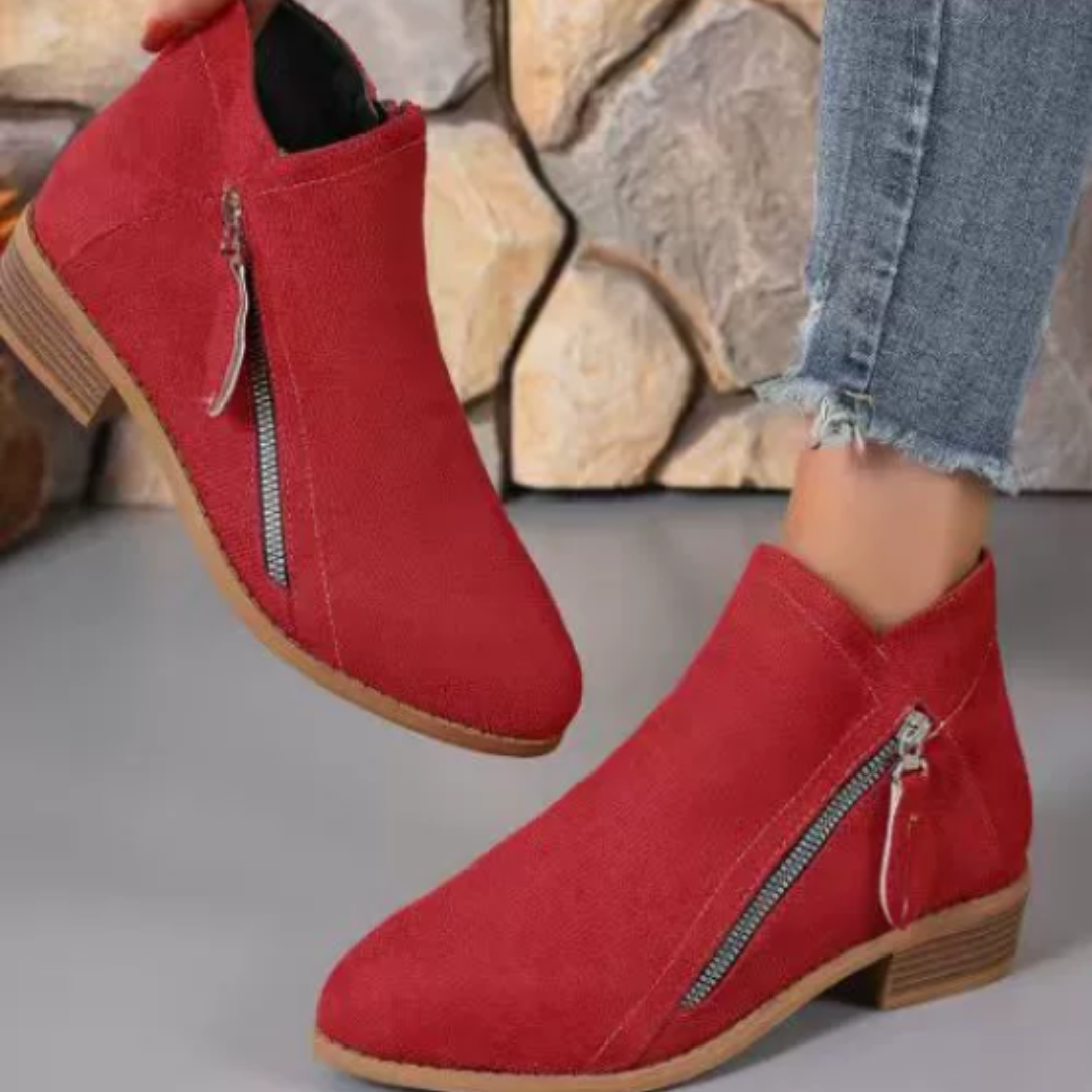 Women's Suede Ankle Boots with Side Zip - photo 5
