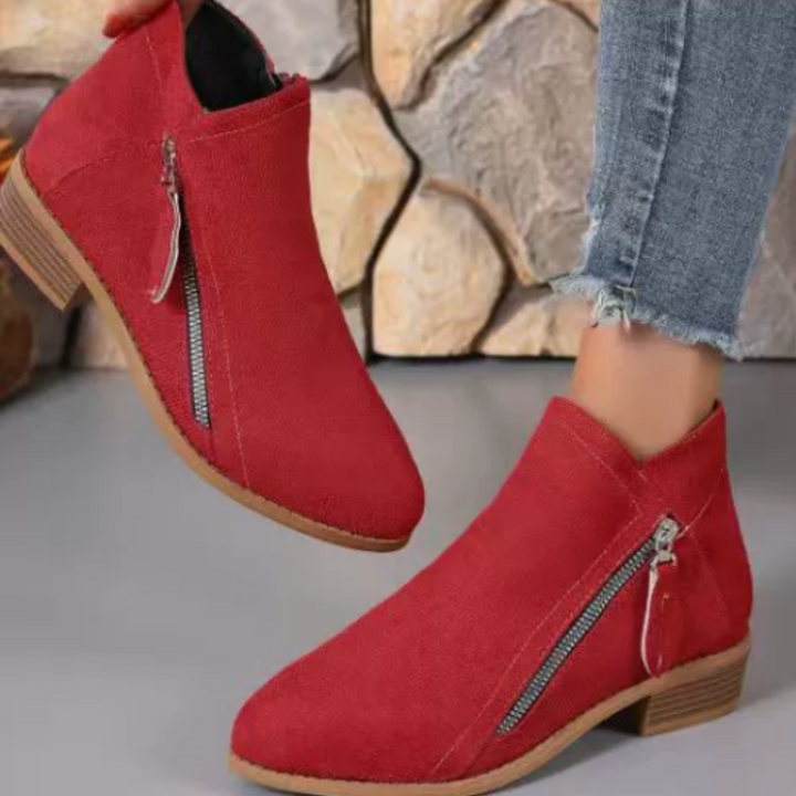 Women's Suede Ankle Boots with Side Zip - photo 5
