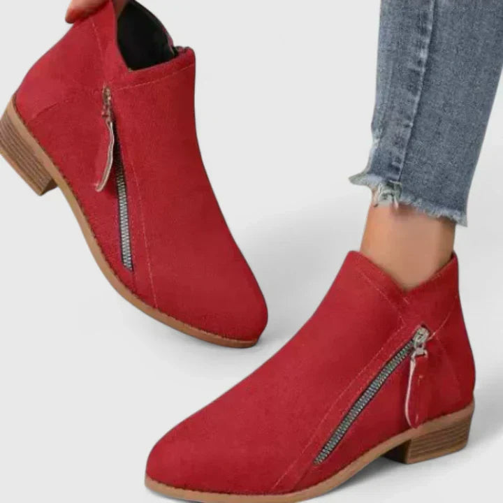 Women's Suede Ankle Boots with Side Zip - photo 6