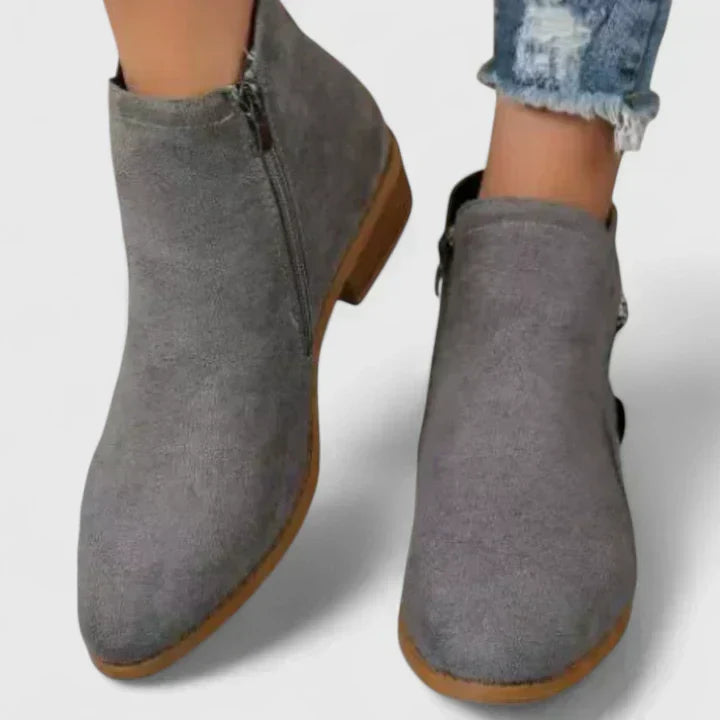 Women's Suede Ankle Boots with Side Zip - photo 8