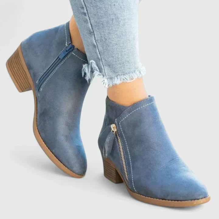 Women's Suede Ankle Boots with Side Zip - photo 9
