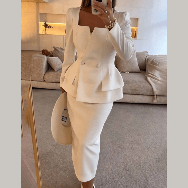 Women's Tailored Structured Blazer with a Square Neck