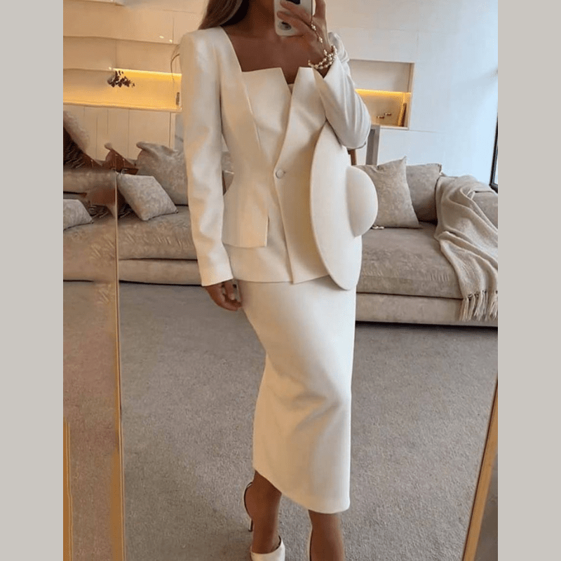 Women's Tailored Structured Blazer with a Square Neck