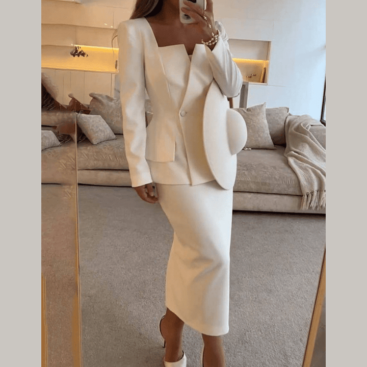 Women's Tailored Structured Blazer with a Square Neck
