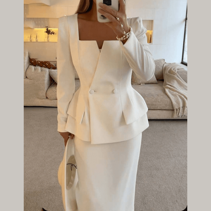 Women's Tailored Structured Blazer with a Square Neck