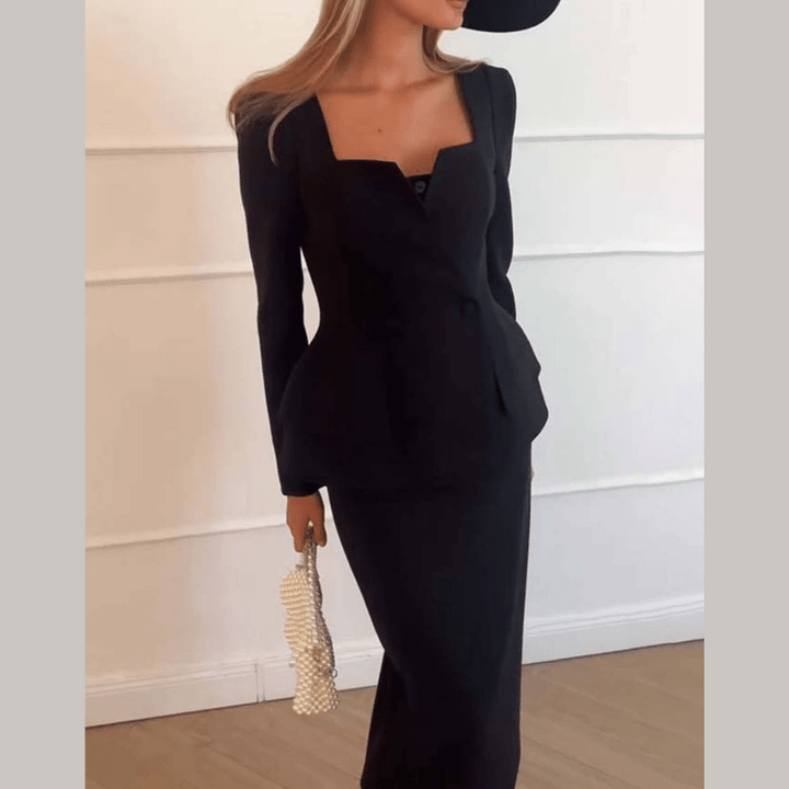Women's Tailored Structured Blazer with a Square Neck