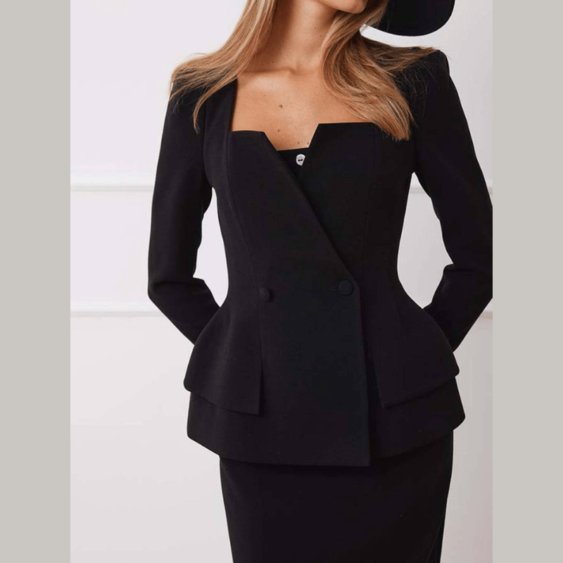 Women's Tailored Structured Blazer with a Square Neck