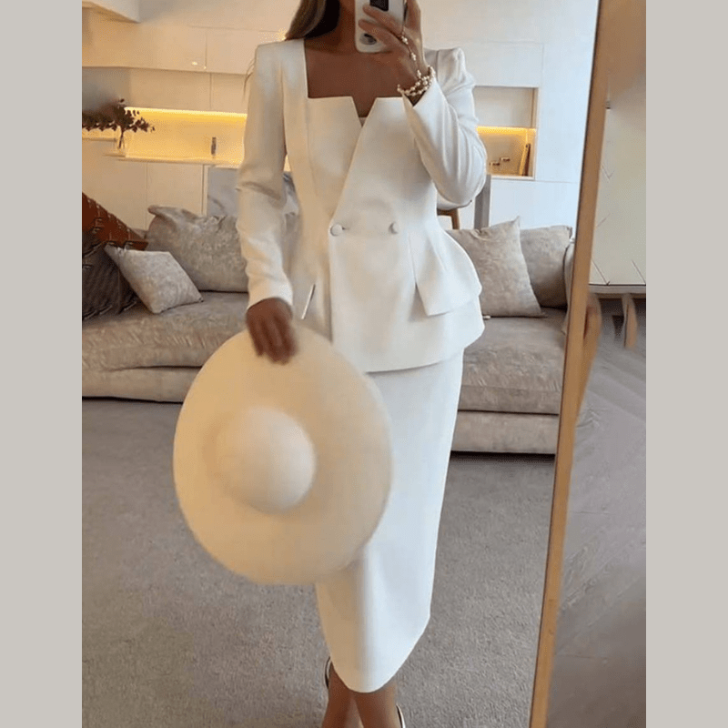 Women's Tailored Structured Blazer with a Square Neck