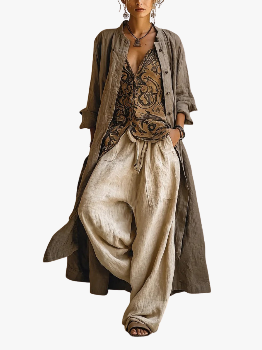 Women's Three-Piece Set with Longline Waistcoat