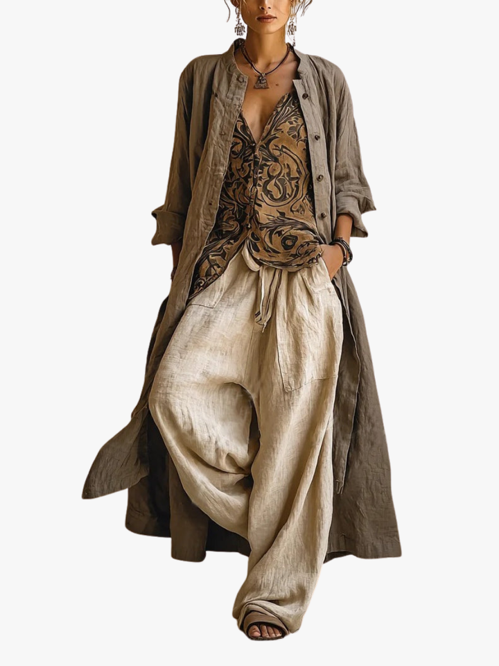 Women's Three-Piece Set with Longline Waistcoat