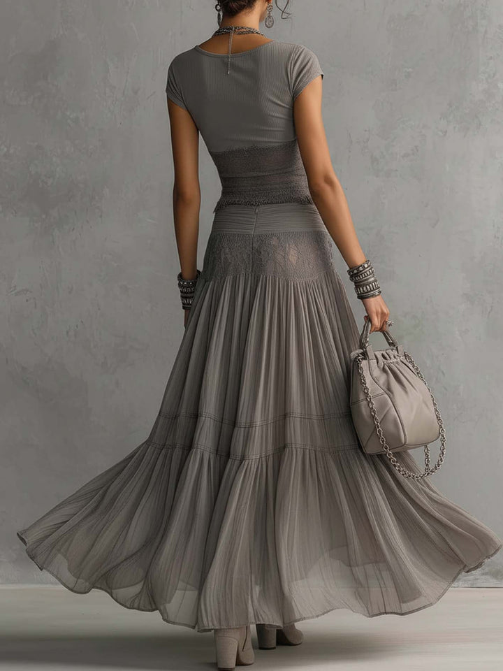 Women's Tiered Ruffle Maxi Skirt and Top Set - photo 2