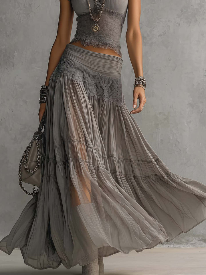 Women's Tiered Ruffle Maxi Skirt and Top Set - photo 4