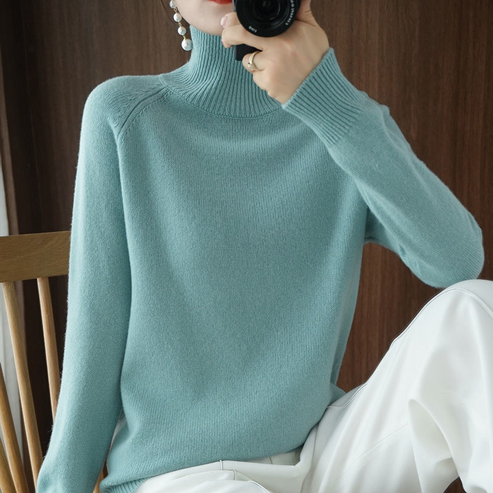 Women's Turtleneck Knit Jumper with Long Sleeves - photo 2