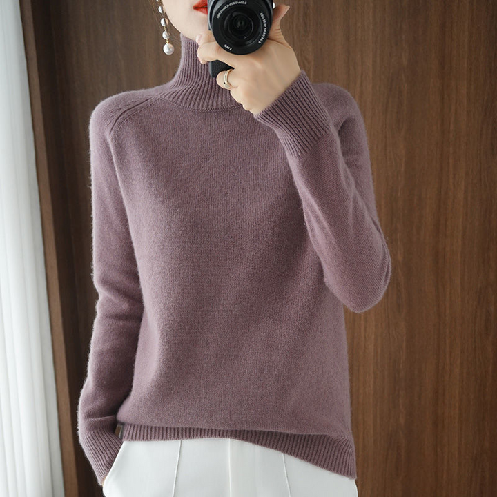 Women's Turtleneck Knit Jumper with Long Sleeves - photo 3