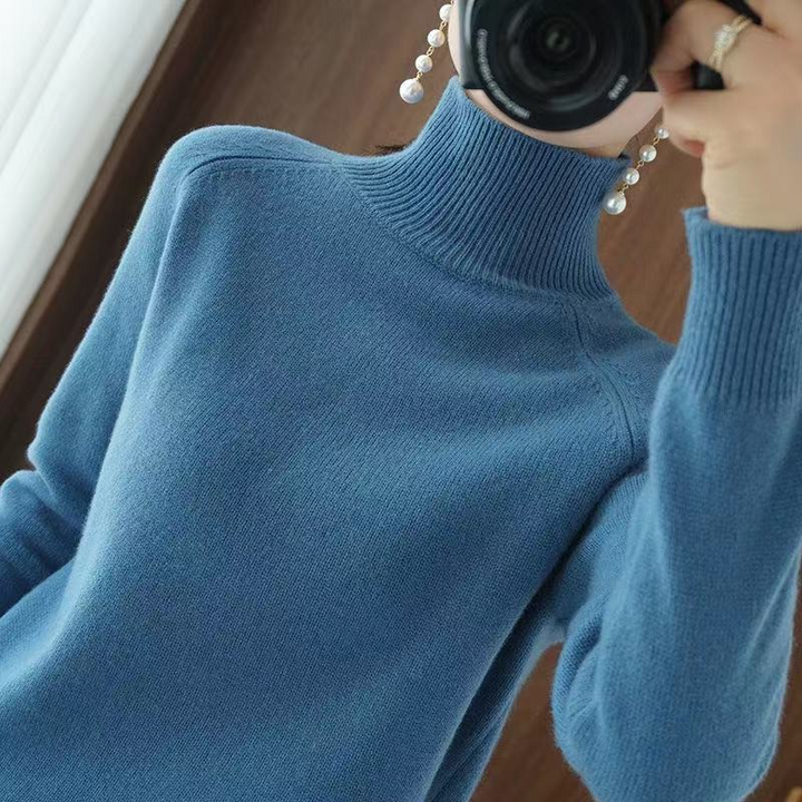 Women's Turtleneck Knit Jumper with Long Sleeves - photo 5