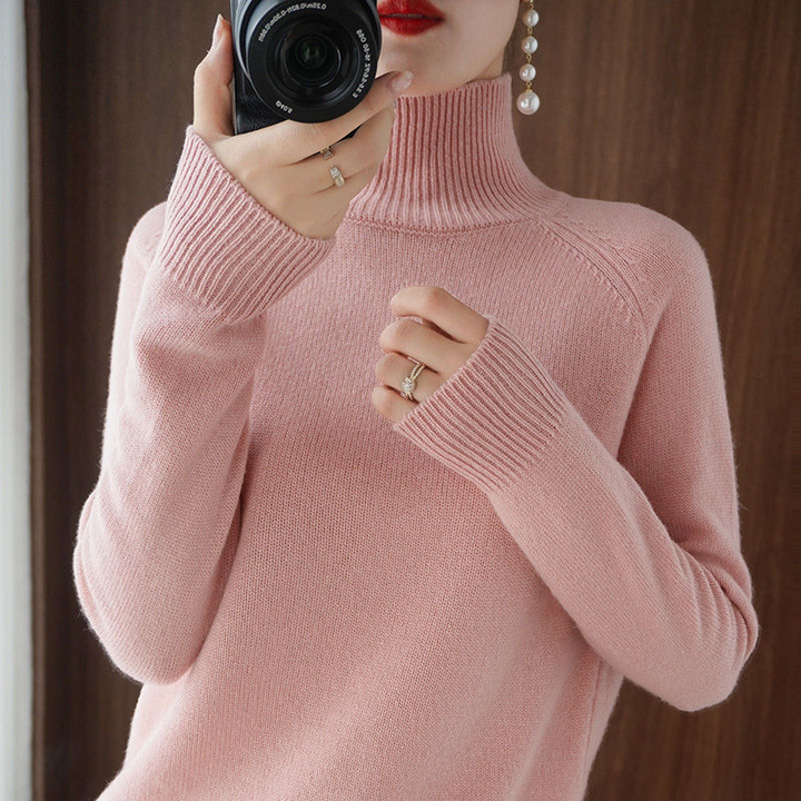 Women's Turtleneck Knit Jumper with Long Sleeves - photo 6