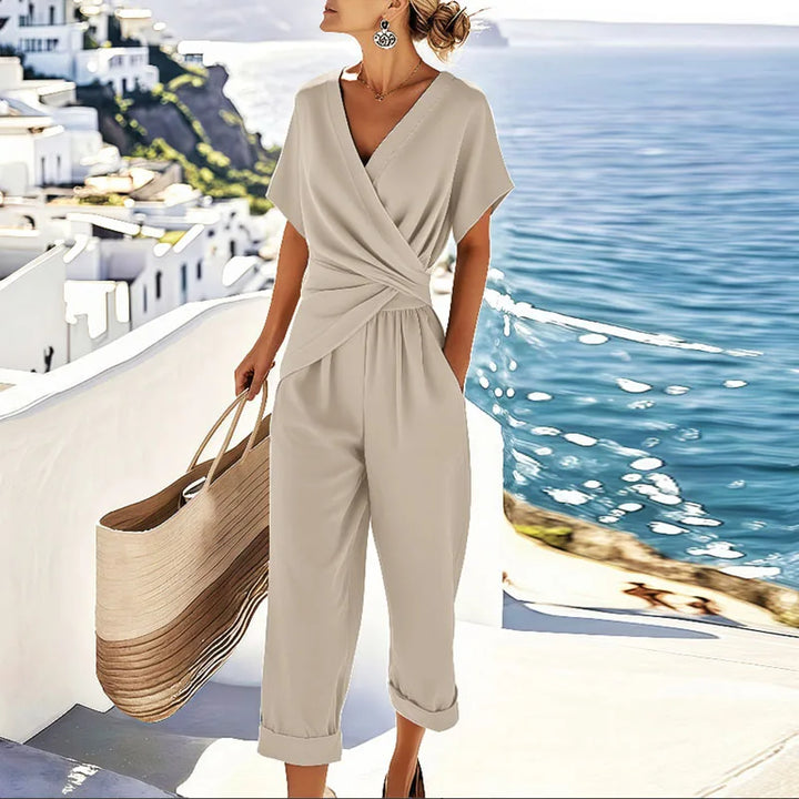 Women's Twist Front Top and Cropped Trouser Set - photo 1