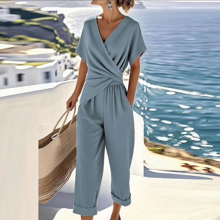 Women's Twist Front Top and Cropped Trouser Set - photo 2