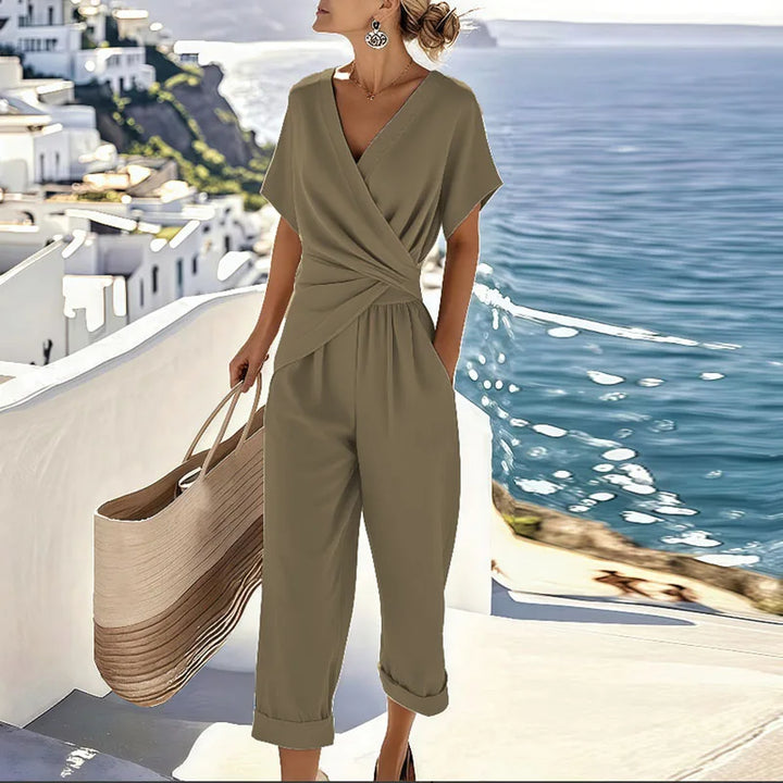 Women's Twist Front Top and Cropped Trouser Set - photo 3